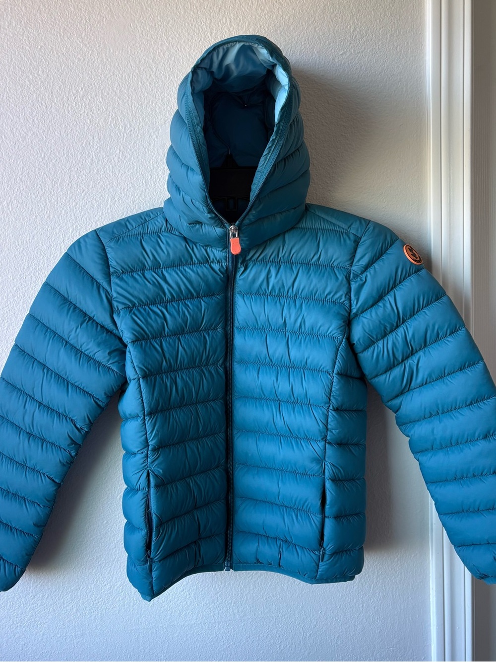 Save the Duck Kids Blue Hooded Puffer Jacket Size 8 Years NWOT